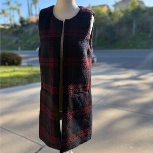 Sanctuary Black and Red Plaid Vest